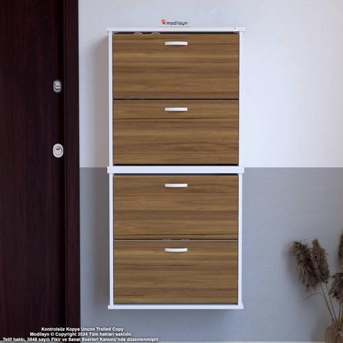 UMAY' 2 Li Asma Antre Hol 52 x 148 x 25,5 cm’ lik 4 Düşer Kapak 8 Göz Raf Bölmeli Ayakkabıl