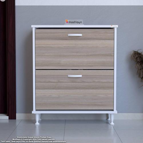UMAY Kapı Önü 52 x 86 x 25, 5 cm’ lik 2 Düşer Kapak 4 Göz Bölmeli Ayakkabılık
