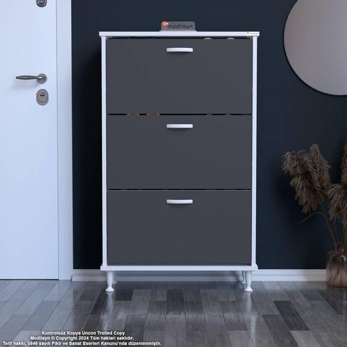 VARBİ Antre Hol 52 x 119 x 25, 5 cm lik 3 Düşer Kapak 6 Göz Bölmeli Ayakkabılık