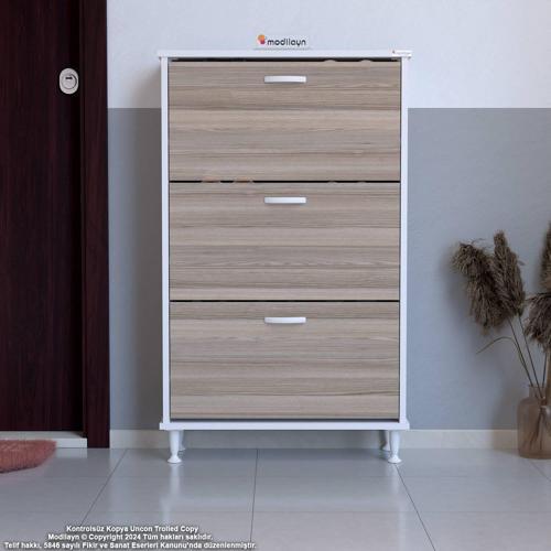 VARBİ Kapı Önü 52 x 119 x 25, 5 cm’ lik 3 Düşer Kapak 6 Göz Bölmeli Ayakkabılık