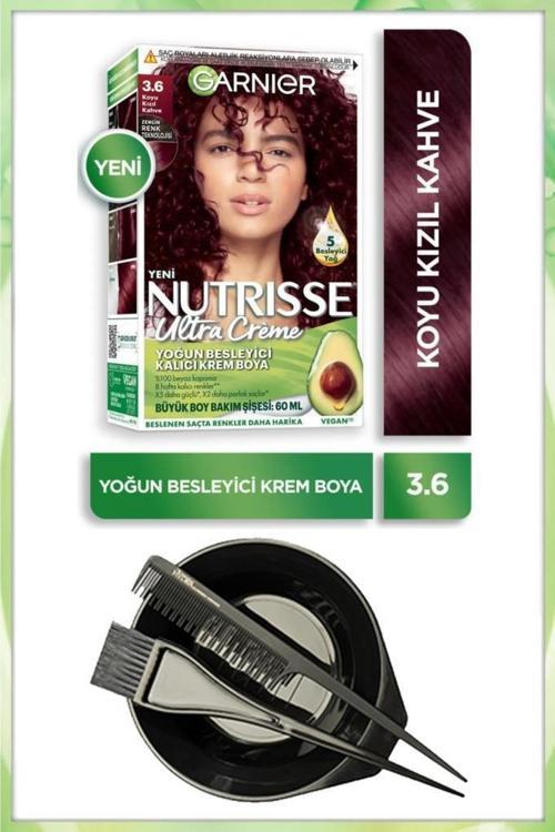 Nutrisse Ultra Krem Saç Boyası 3.6 KOYU KIZIL KAHVE BOYAMA SETİ