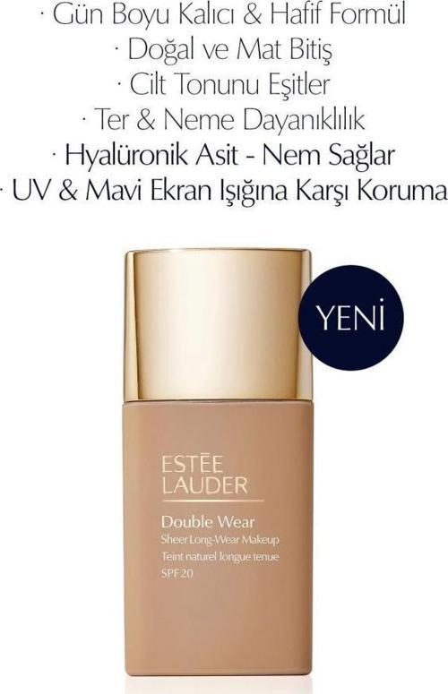 Double Wear Sheer Işıltı ve Nem Etkili Hafif Dokulu Fondöten SPF20 - 30ml Renk:3N1-Ivory Beige