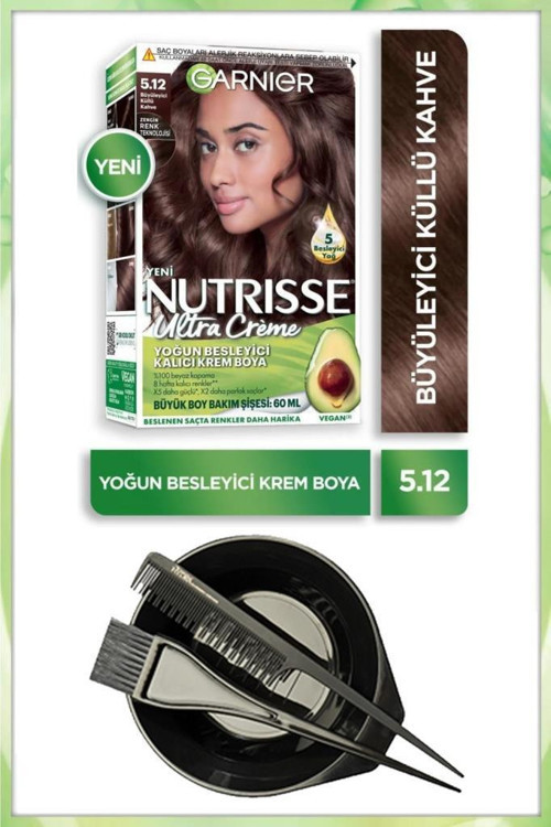 Nutrisse Ultra Krem Saç Boyası 5.12 BÜYÜLEYİCİ KÜLLÜ BOYAMA SETİ