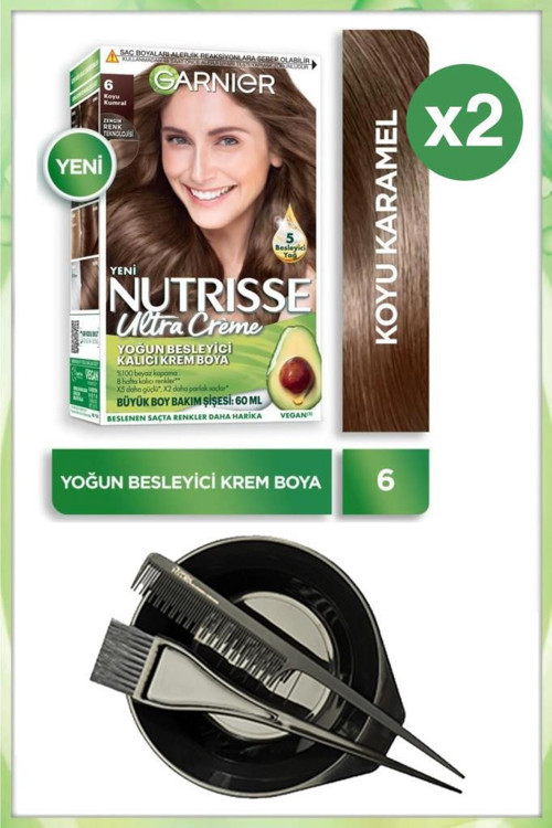 Nutrisse Ultra Krem Saç Boyası 6 KOYU KARAMEL X2-BOYAMA SETİ