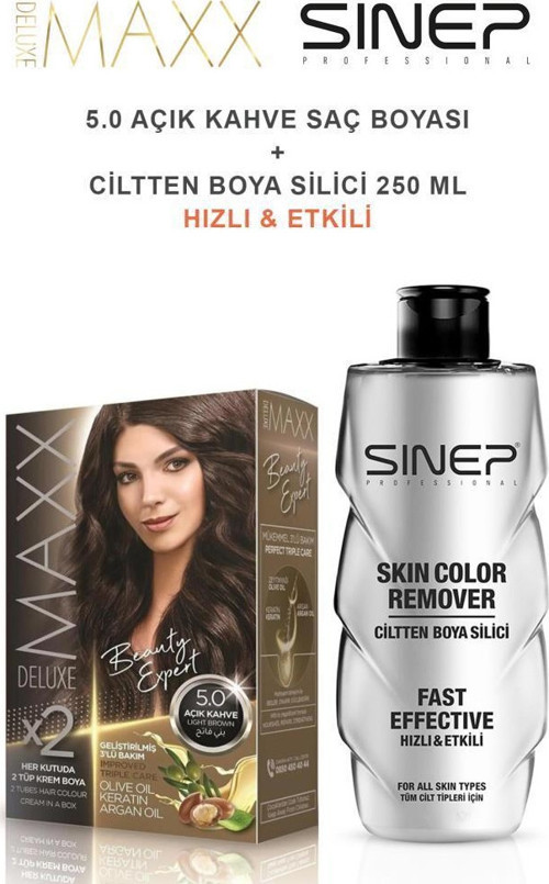 Saç Boyası 5.0 Açık Kahve-Profesyonel Cillten Boya Silici Set