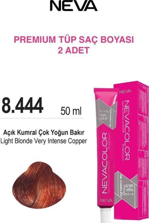 Nevacolor Tüp Saç Boyası 8.444 Açık Kumral Çok Yoğun Bakır 50ml X2