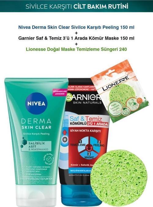-Garnier Sivilce ve Siyah Nokta Karşıtı Arındırı Temizleyici Peeling Maske Bakım Seti