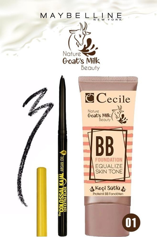 Maybelline Kajal Kalem Cecile Keçi Sütlü BB 01 Makyaj Seti