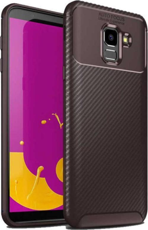 Samsung Galaxy J6 Karbon Tasarımlı Kapak - Kahverengi