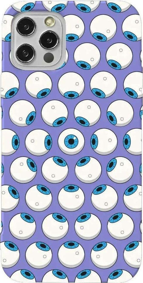 Iphone 14 Pro Lila Renkli Silikon Telefon Kilifi - Eyes On You 2