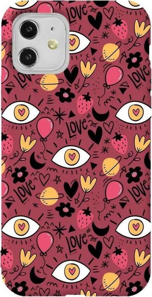 Iphone 11 Bordo Renkli Silikon Telefon Kilifi - Punk Love