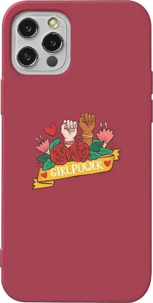 Iphone 14 Pro Bordo Renkli Silikon Telefon Kilifi - Girl Power 2