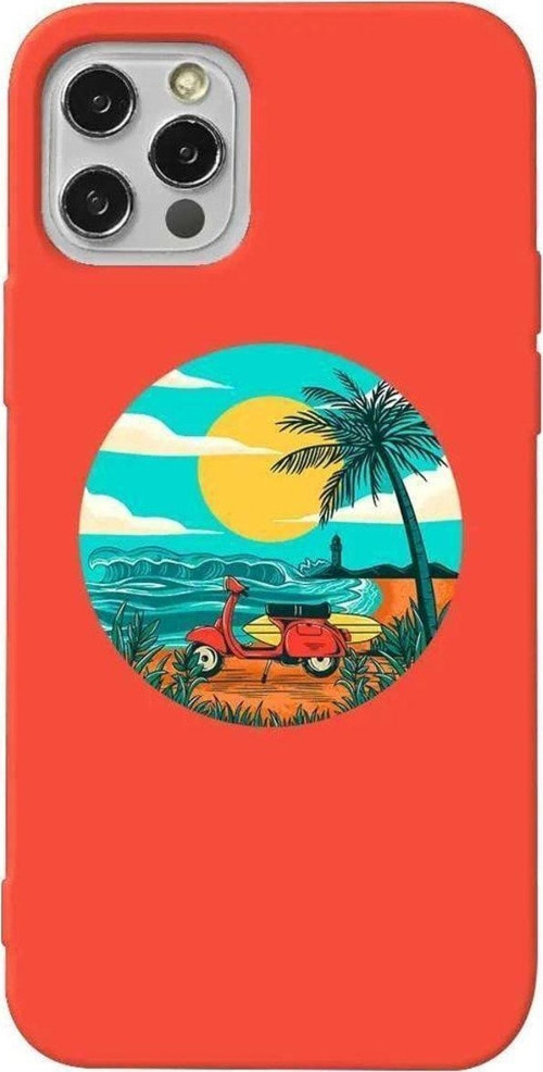 Iphone 12 Pro Turuncu Renkli Silikon Telefon Kilifi - Simple Life