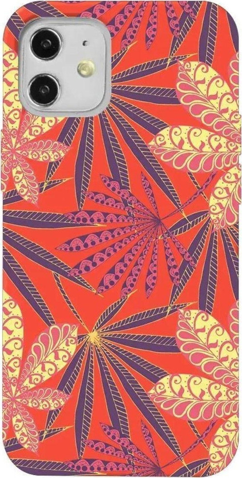 Iphone 12 Turuncu Renkli Silikon Telefon Kilifi - India Floral