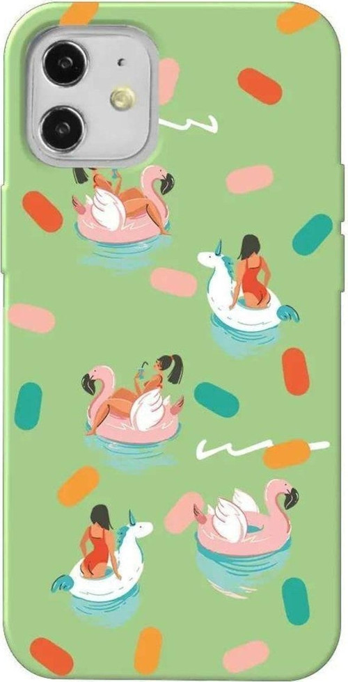 Iphone 12 Açik Yesil Renkli Silikon Telefon Kilifi - Pool Chill