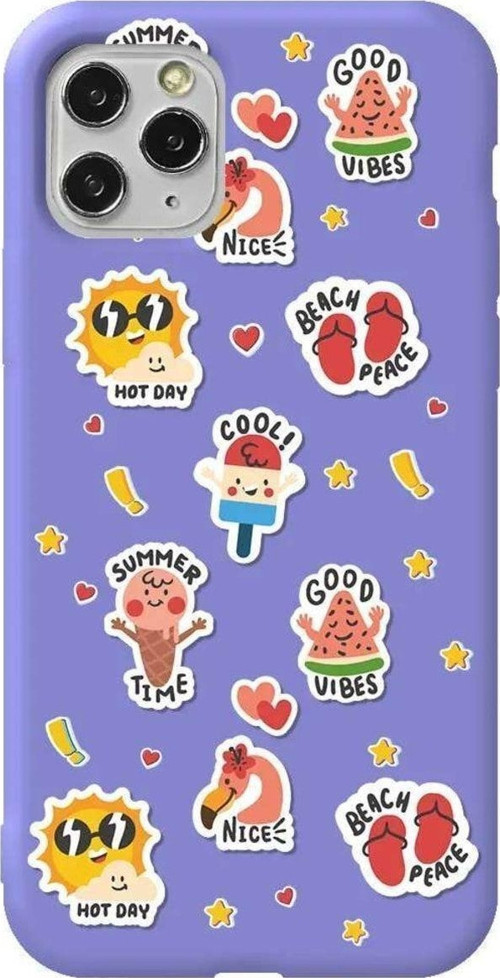 Iphone 11 Pro Max Lila Renkli Silikon Telefon Kilifi - Summer Vibes