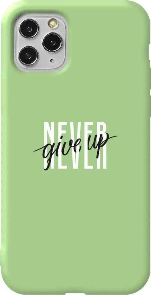 Iphone 11 Pro Açik Yesil Renkli Silikon Telefon Kilifi - Never Give Up 4