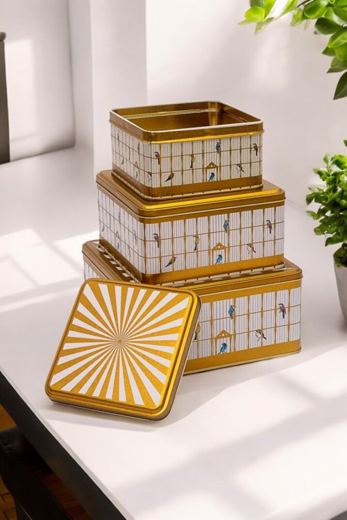 Bird Cage Desenli Metal Saklama Kabı, Organizer Kutu, Makyaj Organizeri Erb13T7