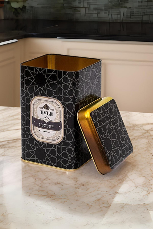 Er022-V2 Trellis Desenli Kare Metal Saklama Kabı 11X11 Cm