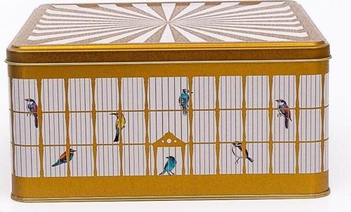 Er029-T7 Bird Cage Desenli Kare Metal Saklama Kabı 24X24 Cm