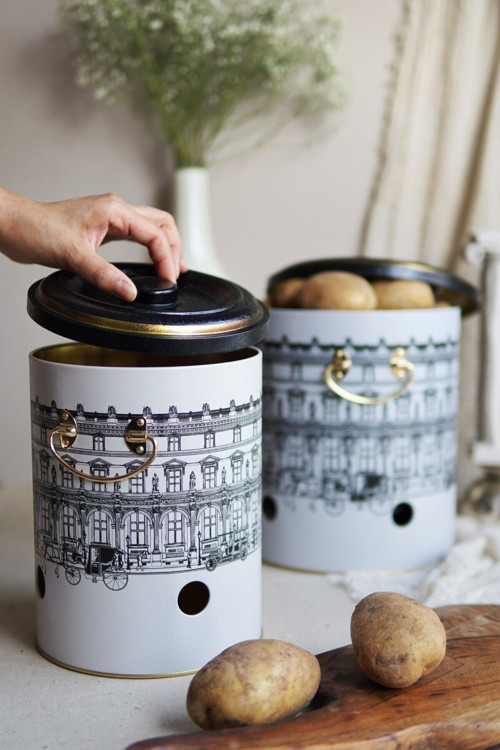 Metal Patates Soğan Kovası - Sebzelik - Patates Soğanlık Sepeti 2Li Set, City Erb23T9