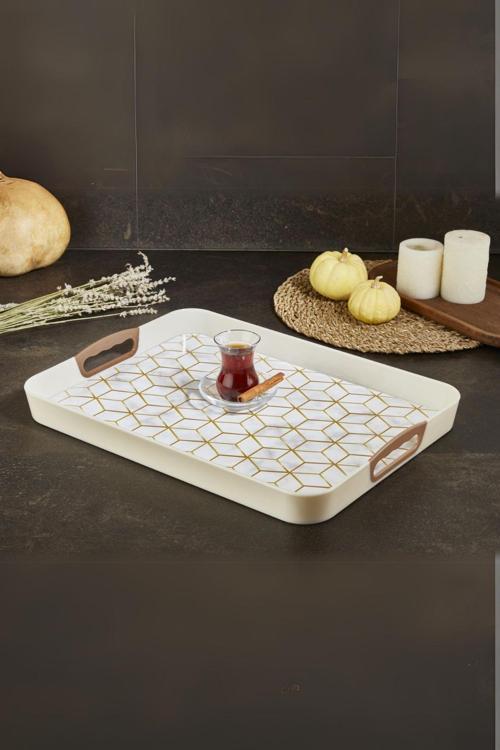 Dikdörtgen Baskılı Tepsi Kumsal 34 X 46 Cm