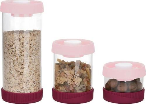 Yuvarlak Vakumlu Cam Saklama Kabı Seti, 3'Lü Set (450 Ml+840 Ml+1500 Ml)