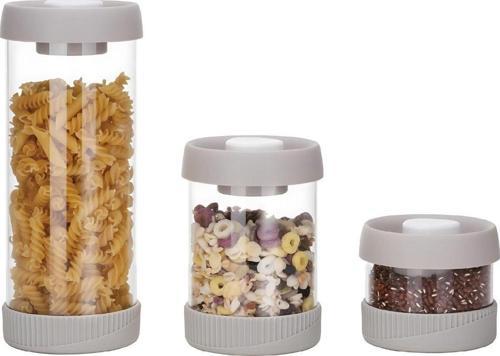 Yuvarlak Vakumlu Cam Saklama Kabı Seti, 3'Lü Set (450 Ml+840 Ml+1500 Ml)