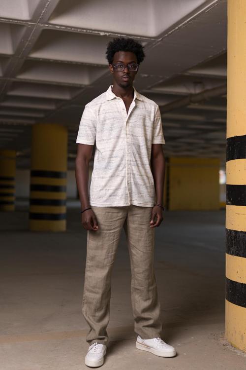 Slimfit Desenli Kısa Kol Yazlık Kumaş Kısa Kol Gömlek