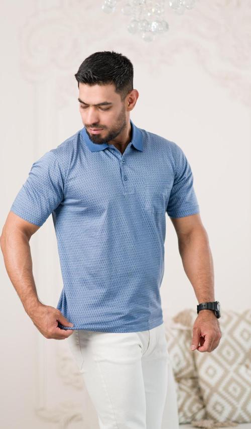 Yakalı Ve Cepli Desenli Erkek Regular Fit Klasik T-shirt