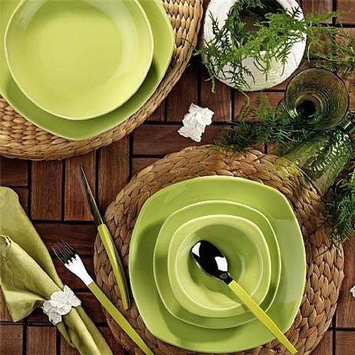 24 Parça Naturaceram Prizma Yemek Takımı Yeşil