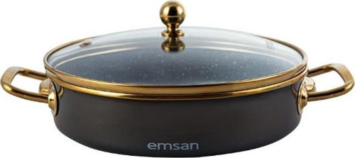 Troy Emaye 20cm Sahan Cam Kapaklı Siyah