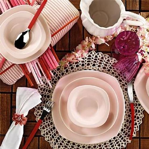Prizma 24 Parça Pembe Yemek Seti