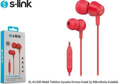 SL-KU160 Mobil Telefon Uyumlu Kırmızı Kulak İçi Mikrofonlu Kulaklık