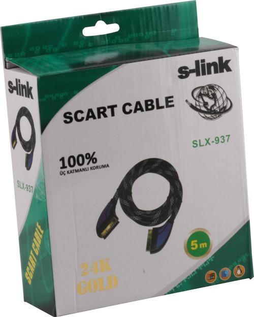 SLX-937 Scart To Scart  5mt Gold Kılıflı Kablo
