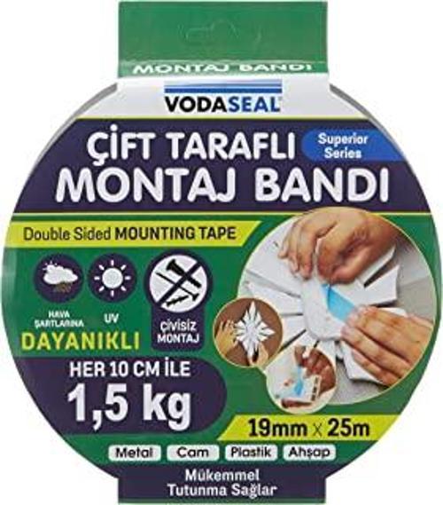 Çift Taraflı Köpük Montoj Bantı 19MMX25mt (Metal-Cam-Plastik-Ahşsap)