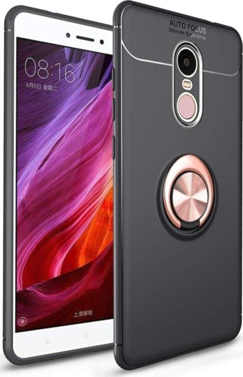 Xiaomi Redmi Note 4X Kılıf Renkli Yüzüklü Manyetik Silikon Kapak Siyah - Rose gold