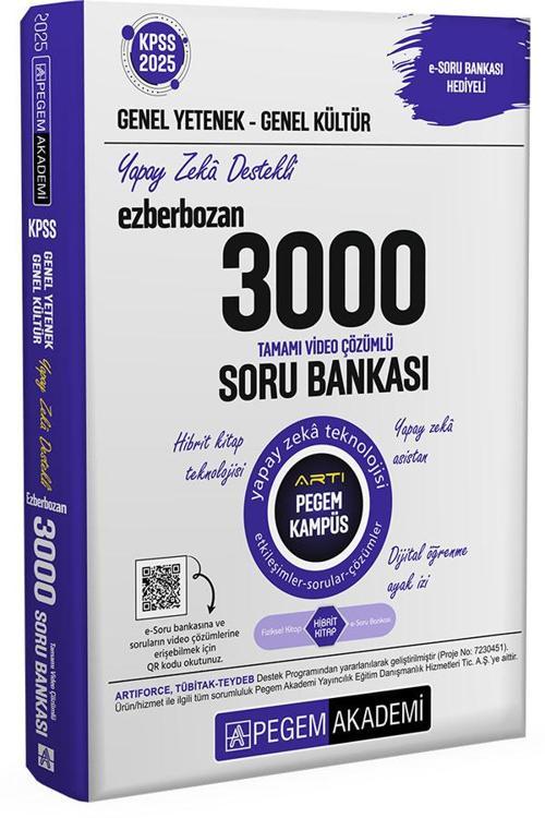 2025 KPSS Genel Yetenek Genel Kültür Ezberbozan 3000 Tamamı Çözümlü Soru Bankası