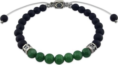 Jade Ve Oniks Taşlı Gümüş Erkek Bileklik925 Ayar