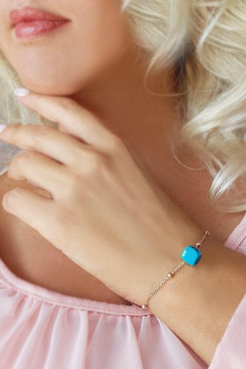 Kadın Gümüş Küp Nazar Bileklik T046