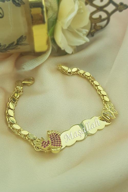 Kadın Gümüş Maşallah Yazılı Çocuk Ve Bebek Bileklik Bb003