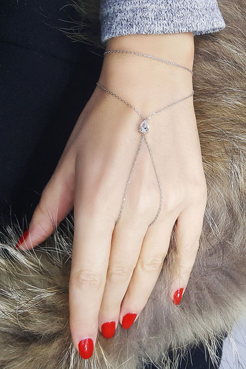 925 Ayar Gümüş Damla Taşlı Şahmeran Bileklik