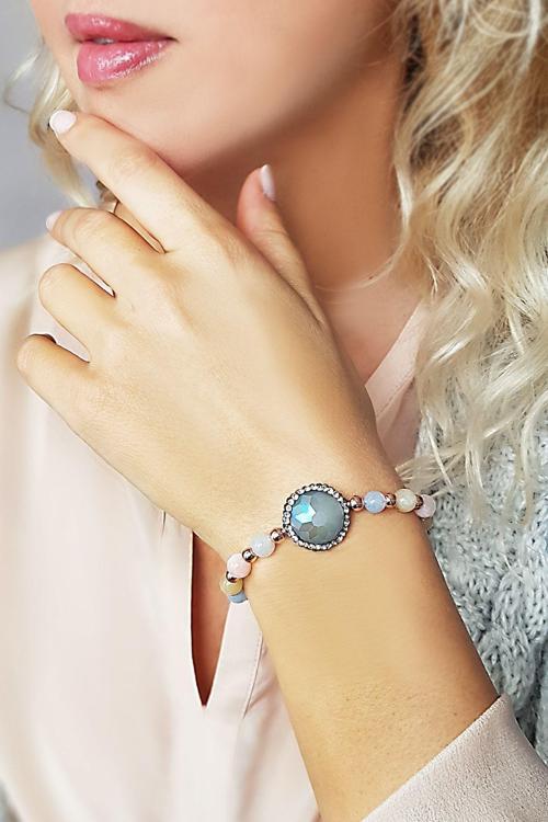 Labradorit Ve Quartz Taşlı Gümüş Bileklik
