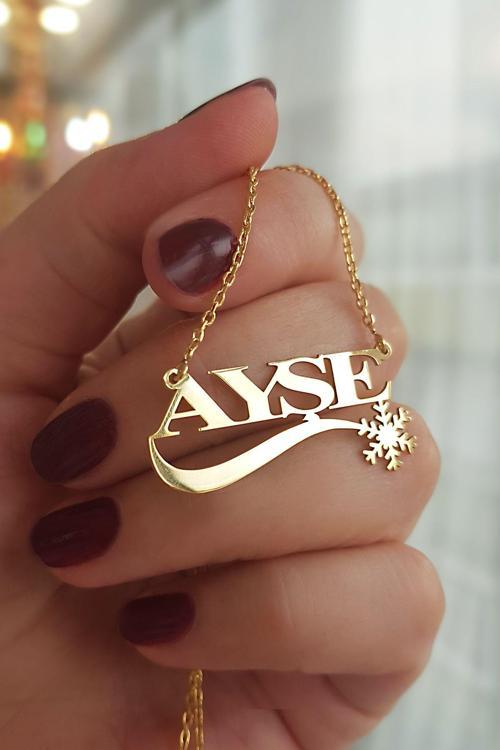 925 Ayar Gümüş Isimli Kar Tanesi Kolye