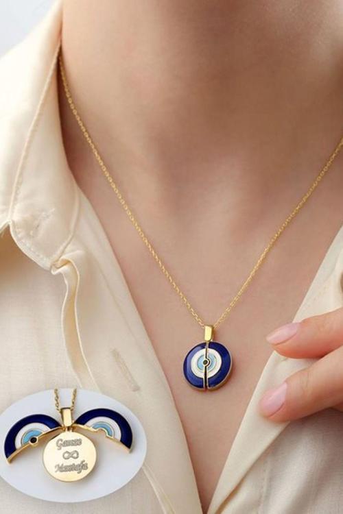 925 Ayar Gümüş Mineli Nazar Açılan Isim Kolye