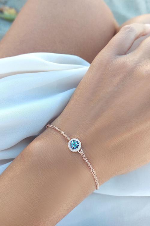 925 Ayar Gümüş Rose Nazar Bileklik