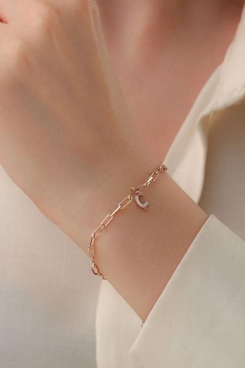 925 Ayar Gümüş Taşlı Harfli Bileklik