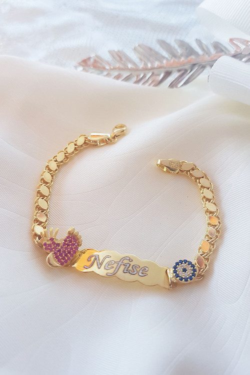 Gümüş Kişiye Özel Isimli Nazar Çocuk Ve Bebek Bileklik