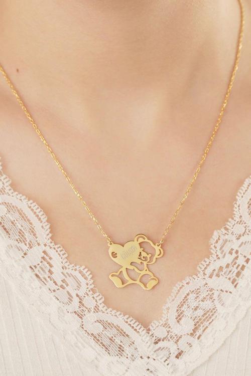 925 Ayar Gümüş Teddy Bear Isimli Kolye