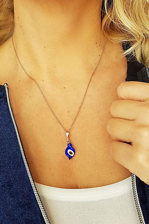 El Yapımı Murano Camı Nazar Gümüş Kolye